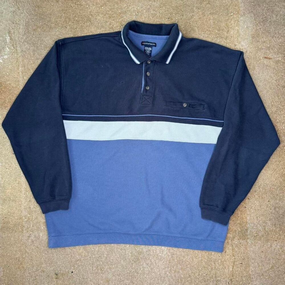 Vintage Knightsbridge Men's Navy and Blue Sweatshirt